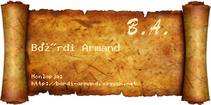 Bárdi Armand névjegykártya